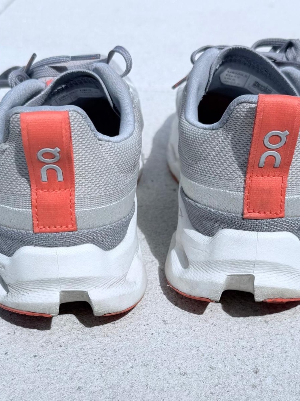 On Running Kids Grey Sneakers with Coral Heel Tabs